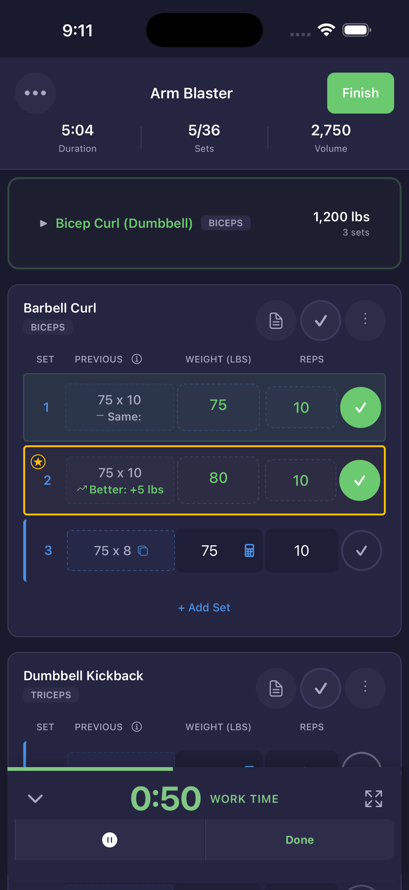 Workout with Minimized Work Timer